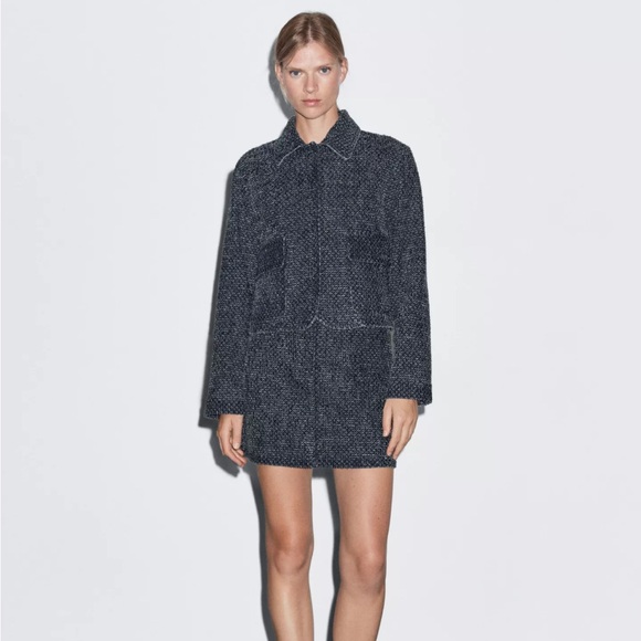 Massimo Dutti Jackets & Blazers - Massimo Dutti Navy Tweed Blazer